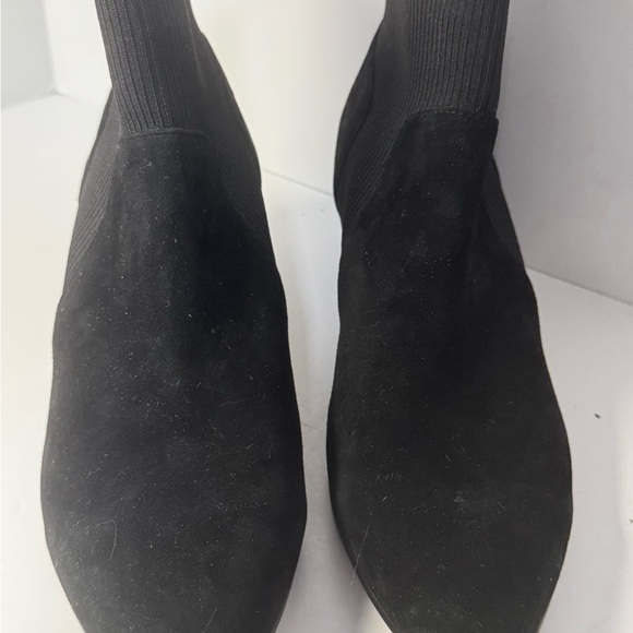Eileen Fisher Muzy Suede and Knit Black Ankle Booties Sleek Minimalist Design 9 - Picture 7 of 8